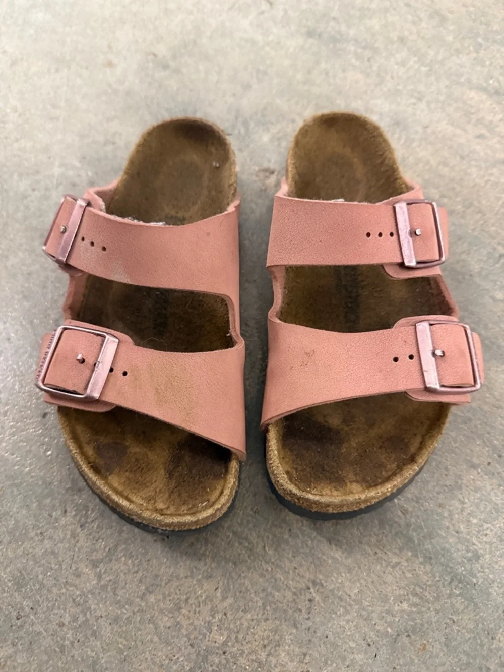 Kids Double-Buckle Slide Sandals in Dusty Pink